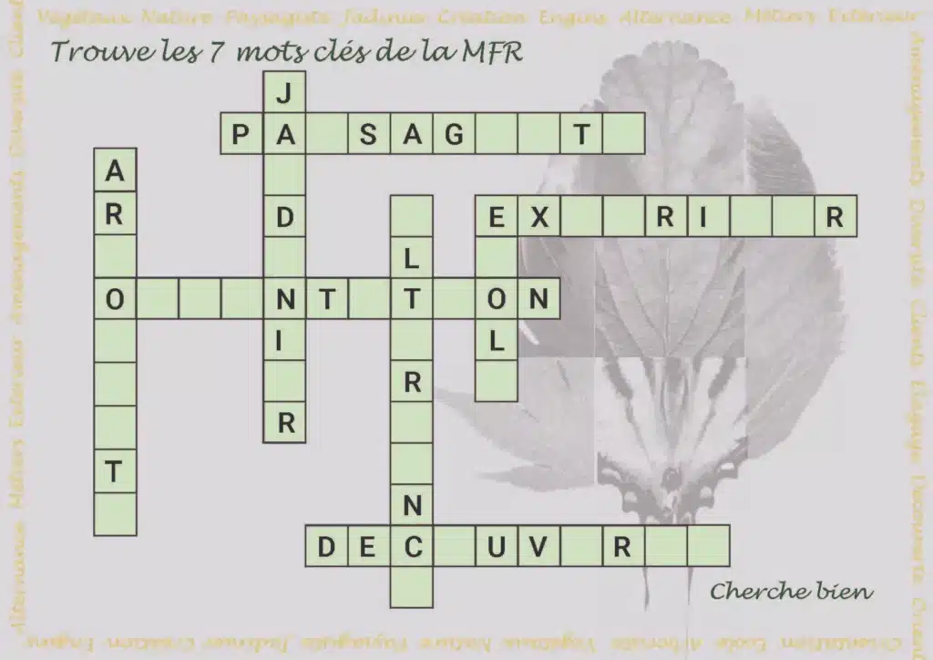mots cles de la mfr rhone mots croises sur les metiers du ve