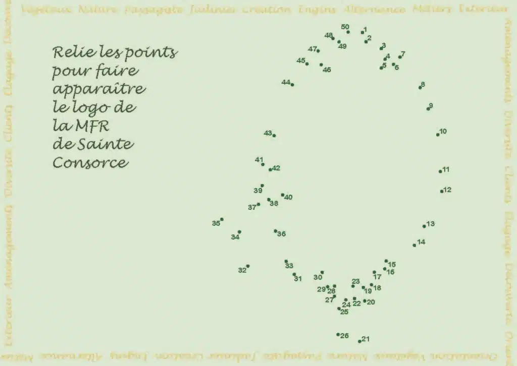 relier les points pour faire apparaitre le logo de la mfr de
